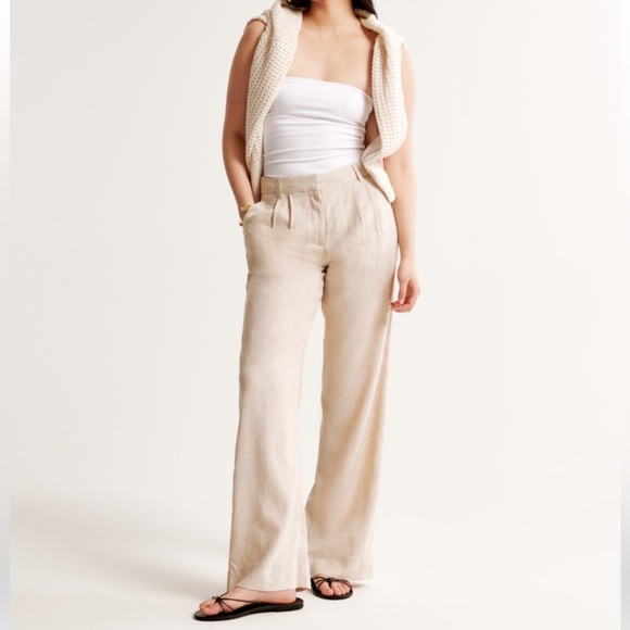 Abercrombie & Fitch Pants - Abercrombie & Fitch A&F Sloane Linen-Blend Wide Leg Pant 27 regular